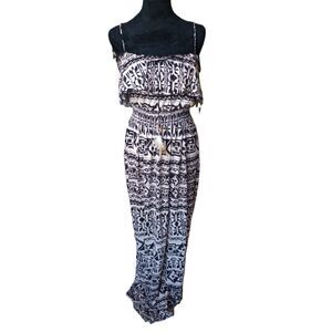 Deb Women's Small Aztec Design A-Line Maxi Dress, Vtg